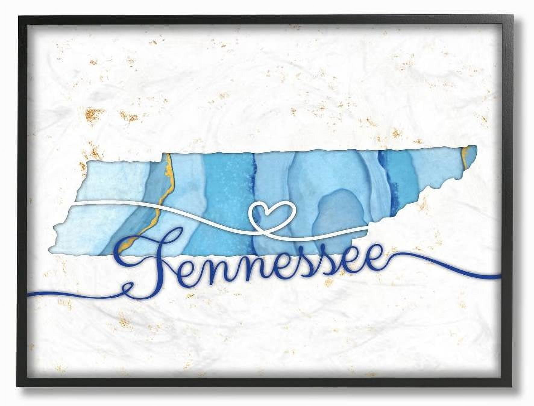 Stupell Industries Tennessee Agate Blue US State Design Framed Wall Art by Ziwei Li