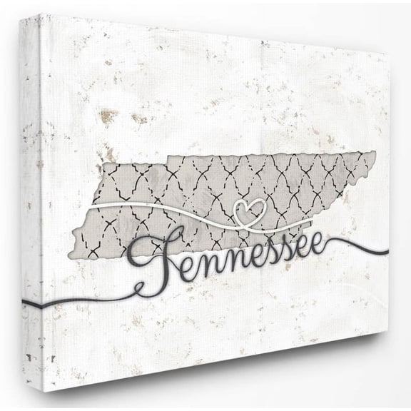 Stupell Industries Tennessee Patterned Grey US State Design Canvas Wall Art by Ziwei Li