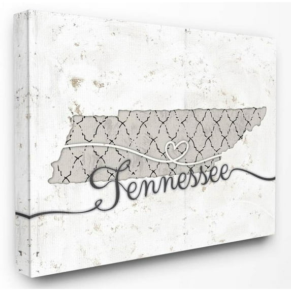 Stupell Industries Tennessee Patterned Grey US State Design Canvas Wall Art by Ziwei Li