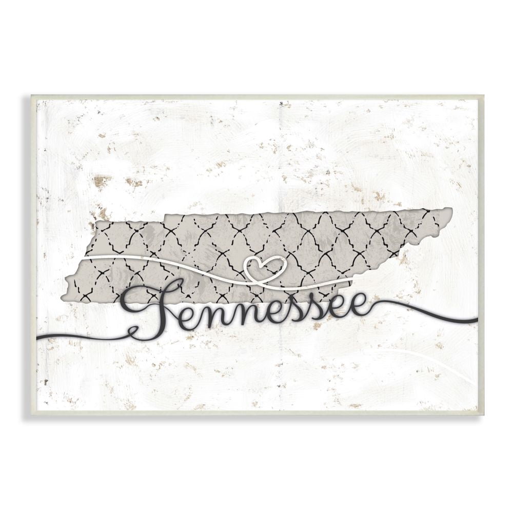 Stupell Industries Tennessee Patterned Grey US State Design Wall Plaque by Ziwei Li