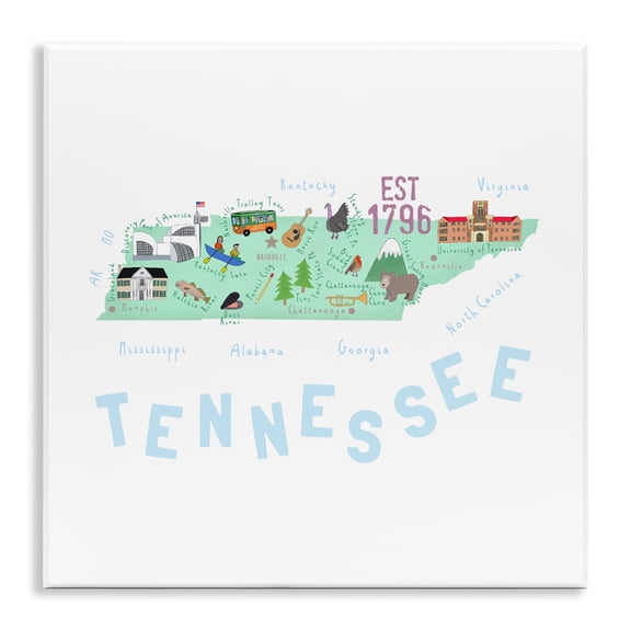Stupell Industries Contemporary Tennessee Visual State Map Wall Plaque Art, 12 x 12, by Carla Daly