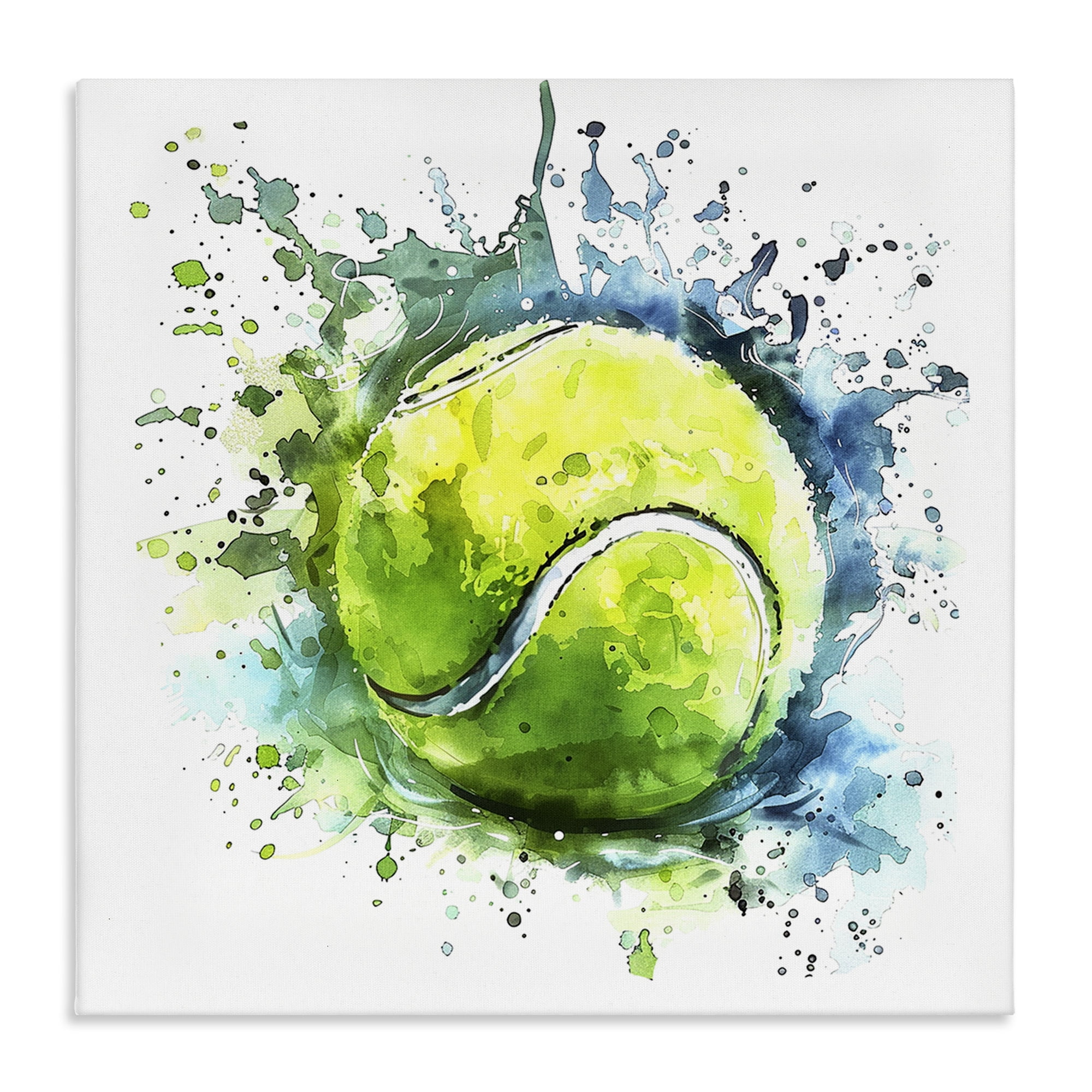 Stupell Industries Tennis Ball Bright Splash Sports Painting Wrapped Canvas Art Print Wall Art, 24 x 24