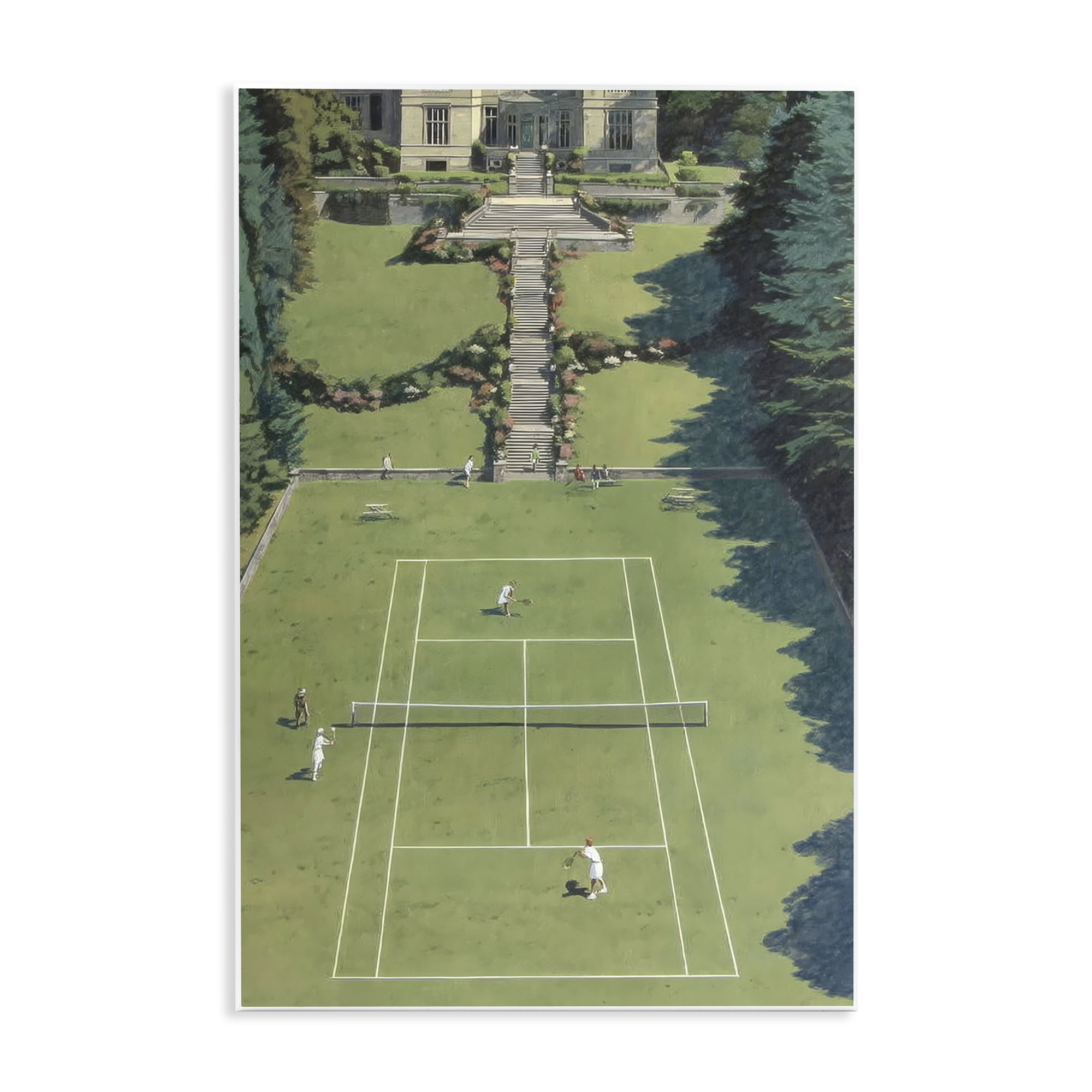 Stupell Industries Tennis Court at Mansion Wall Plaque Art, design by Petal Prints Design