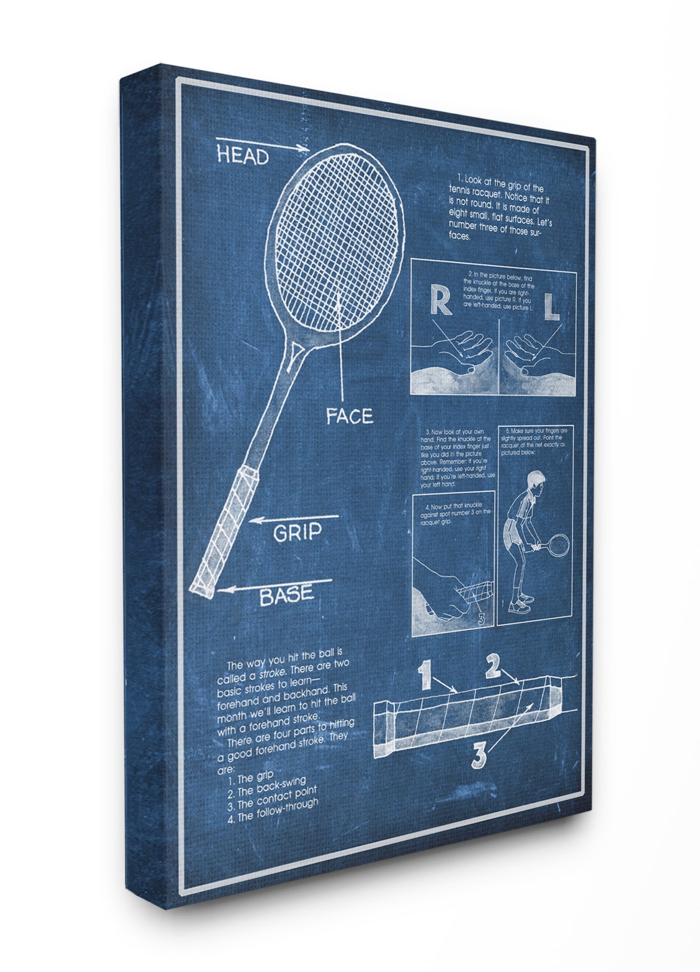 Stupell Industries Tennis Racquet Blueprint Sports Design Canvas Wall Art by The Saturday Evening Post, 24" x 30", Canvas
