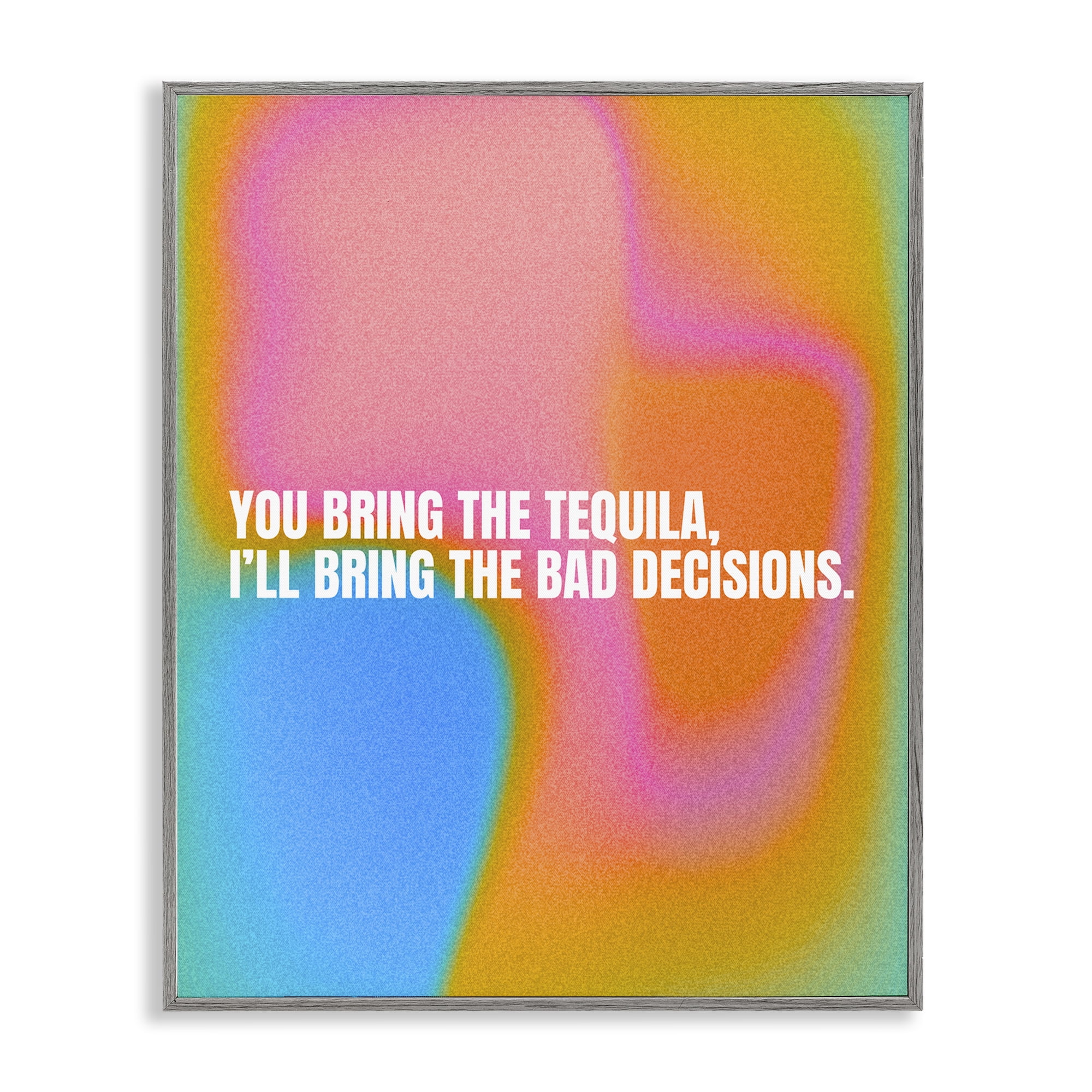 Stupell Industries Tequila & Bad Decisions Food & Beverage Painting Gray Framed Art Print Wall Art, 11 x 14