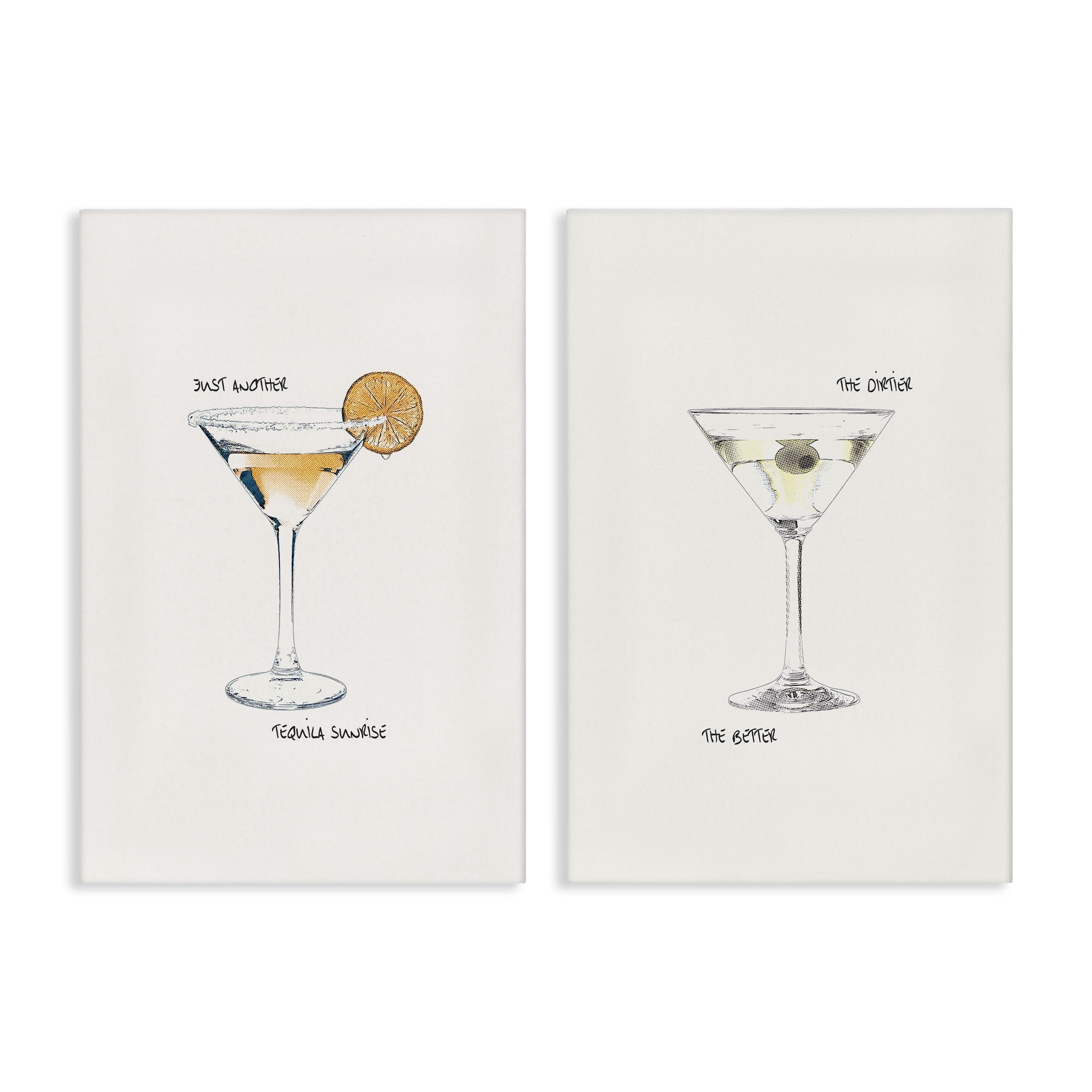 Stupell Industries Tequila Cocktails & Phrases Food & Beverage Painting Wrapped Canvas Art Print Wall Art, 20 x 30, Set of 2