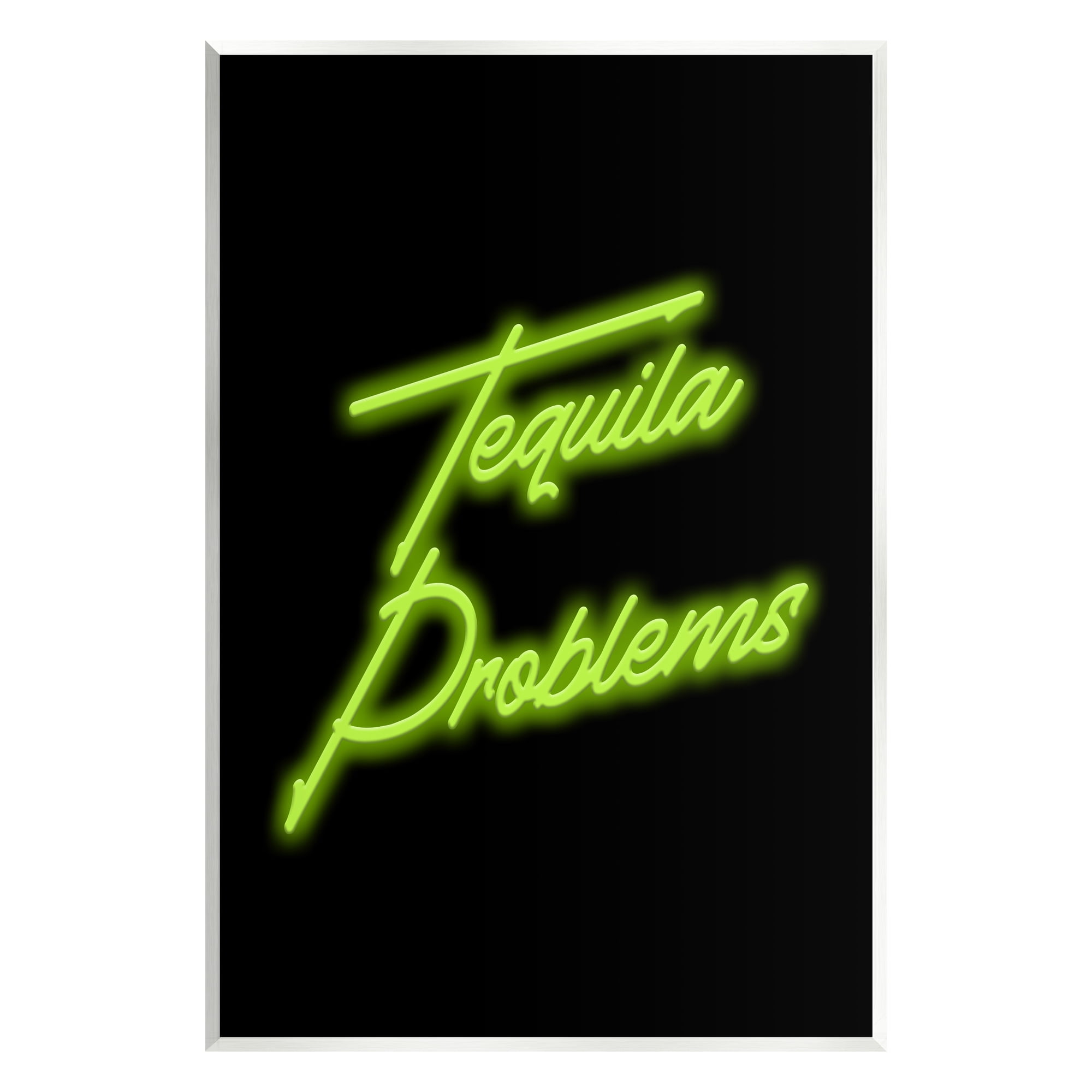 Stupell Industries Tequila Problems Neon Inspirational Painting Unframed Art Print Wall Art, 13 x 19