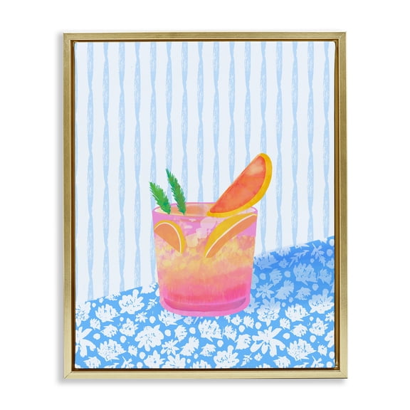 Stupell Industries Tequila Spritz Still Life Gold Framed Floater Canvas Wall Art design by Dina Riddle, 31 x 25