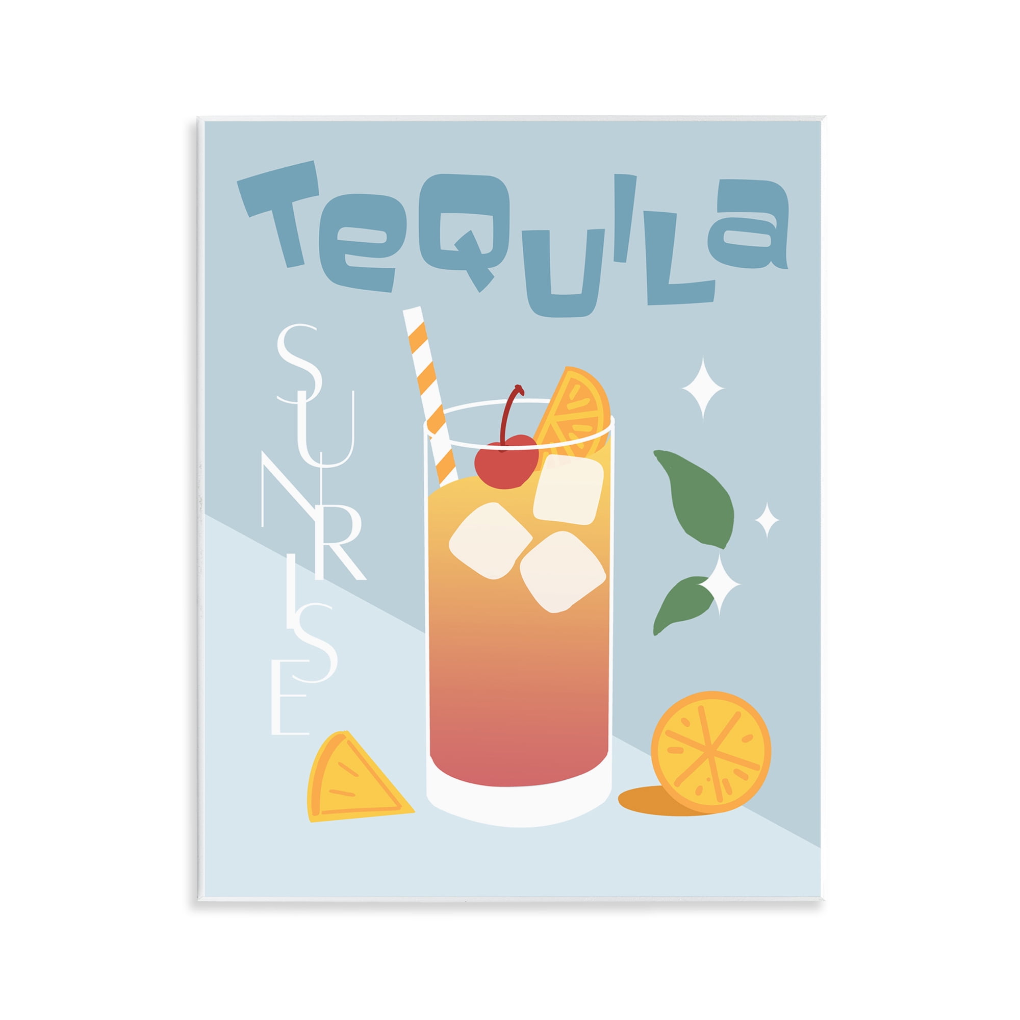 Stupell Industries Tequila Sunrise Typography Food & Beverage Painting Unframed Art Print Wall Art, 11 x 14