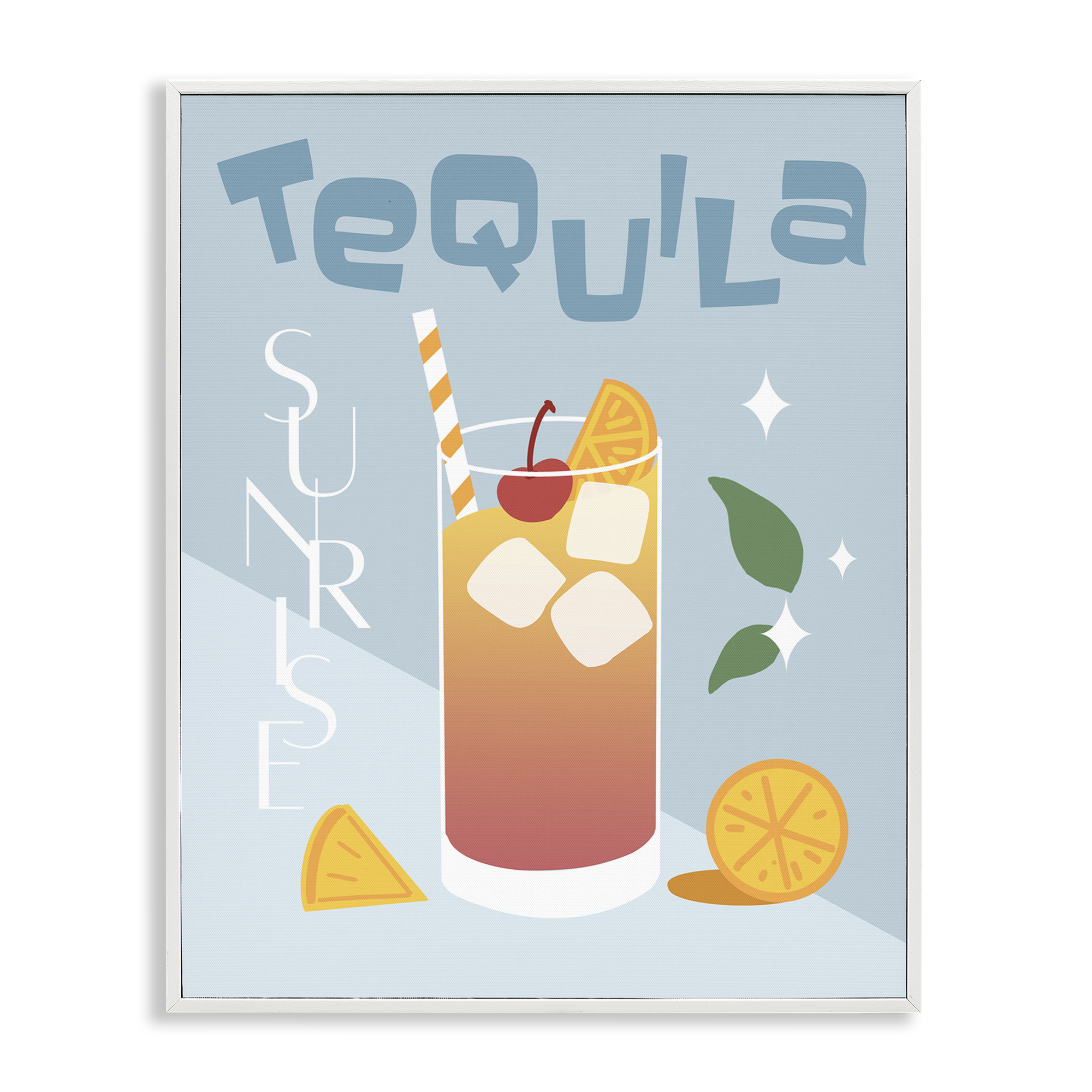 Stupell Industries Tequila Sunrise Typography Food & Beverage Painting White Framed Art Print Wall Art, 16 x 20
