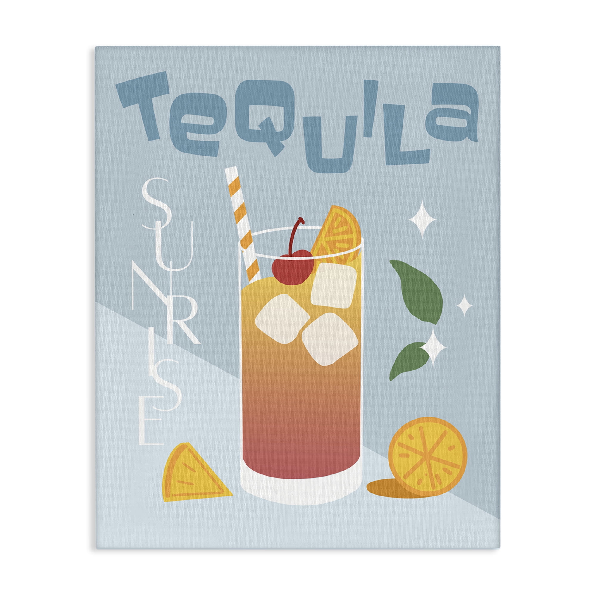 Stupell Industries Tequila Sunrise Typography Food & Beverage Painting Wrapped Canvas Art Print Wall Art, 36 x 48