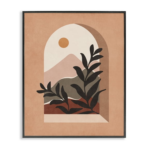 Stupell Industries Terracotta Boho Window Landscape & Nature Painting Black Framed Art Print Wall Art, 11 x 14