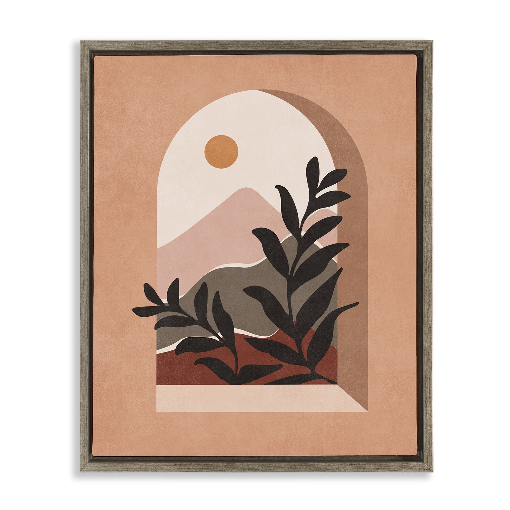 Stupell Industries Terracotta Boho Window Landscape & Nature Painting Brown Floater Framed Canvas Art Print Wall Art, 17 x 21