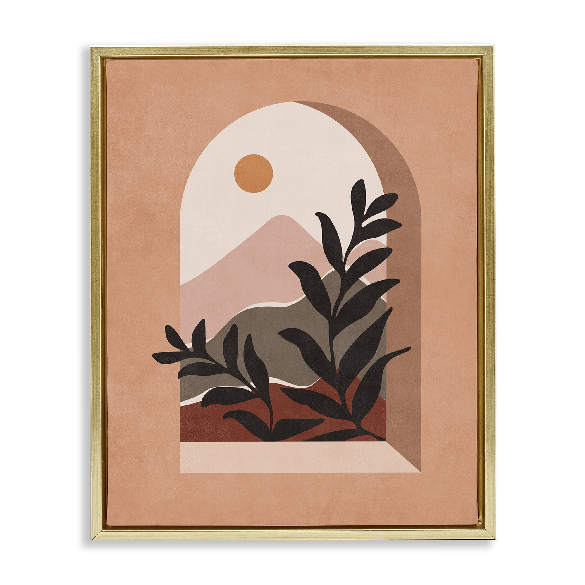 Stupell Industries Terracotta Boho Window Landscape & Nature Painting Gold Floater Framed Canvas Art Print Wall Art, 25 x 31