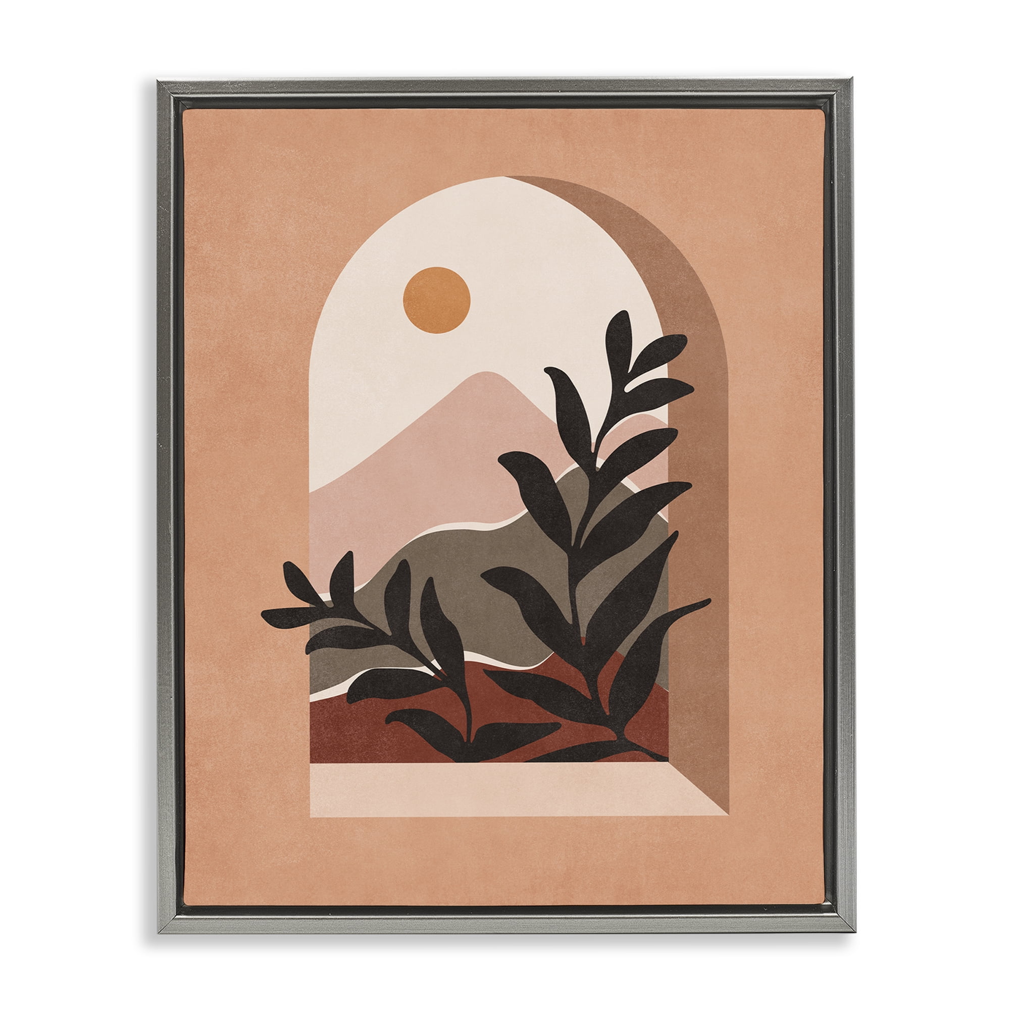 Stupell Industries Terracotta Boho Window Landscape & Nature Painting Gray Floater Framed Canvas Art Print Wall Art, 17 x 21