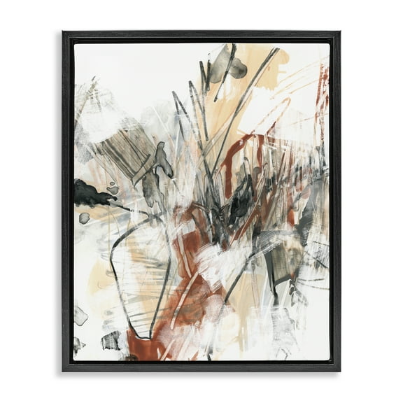 Stupell Industries Terracotta & Grey Abstract Abstract Painting Black Floater Framed Canvas Art Print Wall Art, 17 x 21