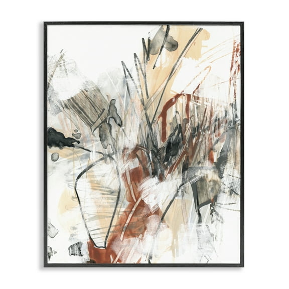 Stupell Industries Terracotta & Grey Abstract Abstract Painting Black Framed Art Print Wall Art, 11 x 14