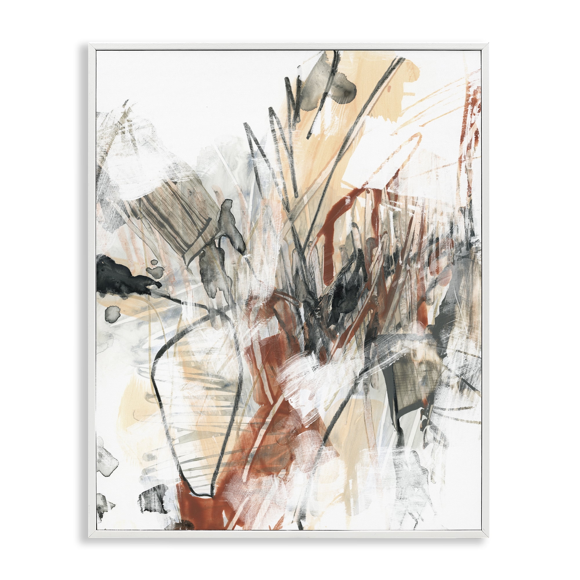 Stupell Industries Terracotta & Grey Abstract Abstract Painting White Framed Art Print Wall Art, 11 x 14