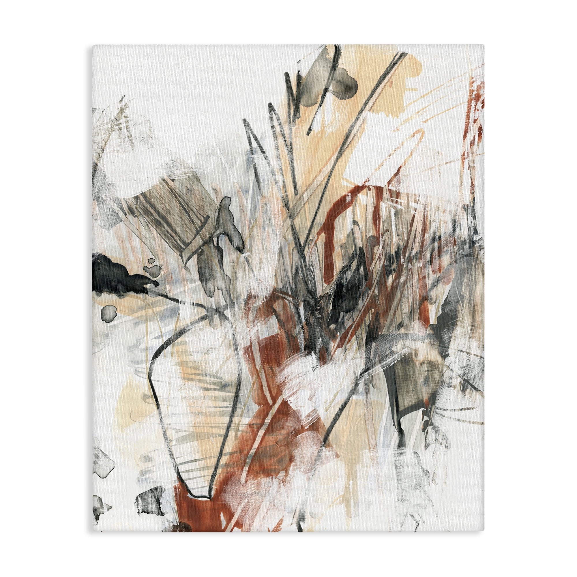 Stupell Industries Terracotta & Grey Abstract Abstract Painting Wrapped Canvas Art Print Wall Art, 16 x 20