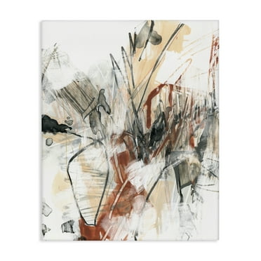 Stupell Industries Terracotta & Grey Abstract Abstract Painting Wrapped Canvas Art Print Wall Art, 16 x 20