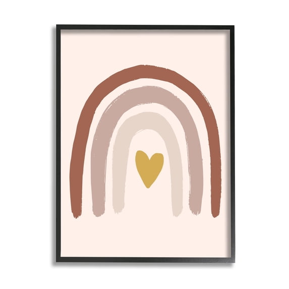 Stupell Industries Terracotta Rainbow Doodle Heart Shaped Symbol,11 x 14, Design by Caroline Alfreds