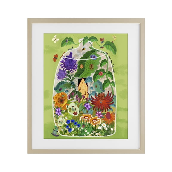 Stupell Industries Terrarium Bug Garden Birch Framed Print Under Glass, design by Kay Widdowson