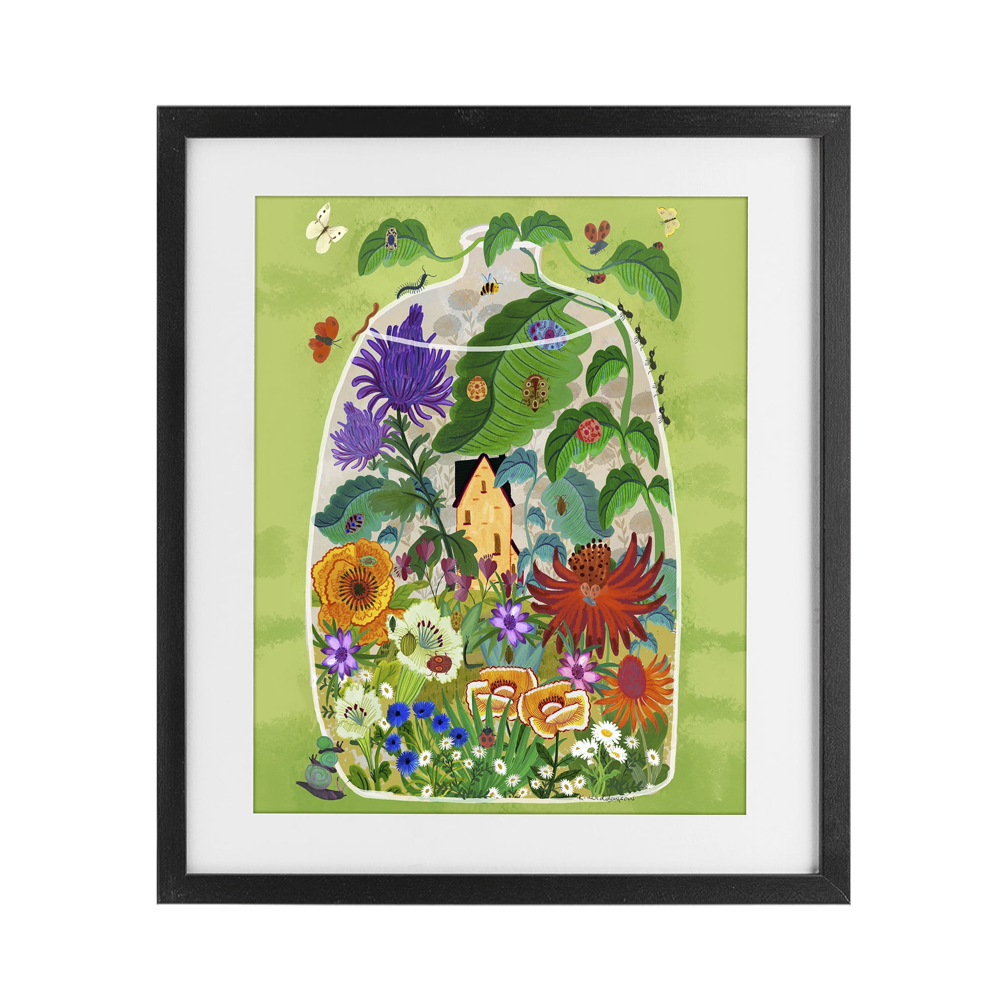 Stupell Industries Terrarium Bug Garden Black Framed Print Under Glass, design by Kay Widdowson