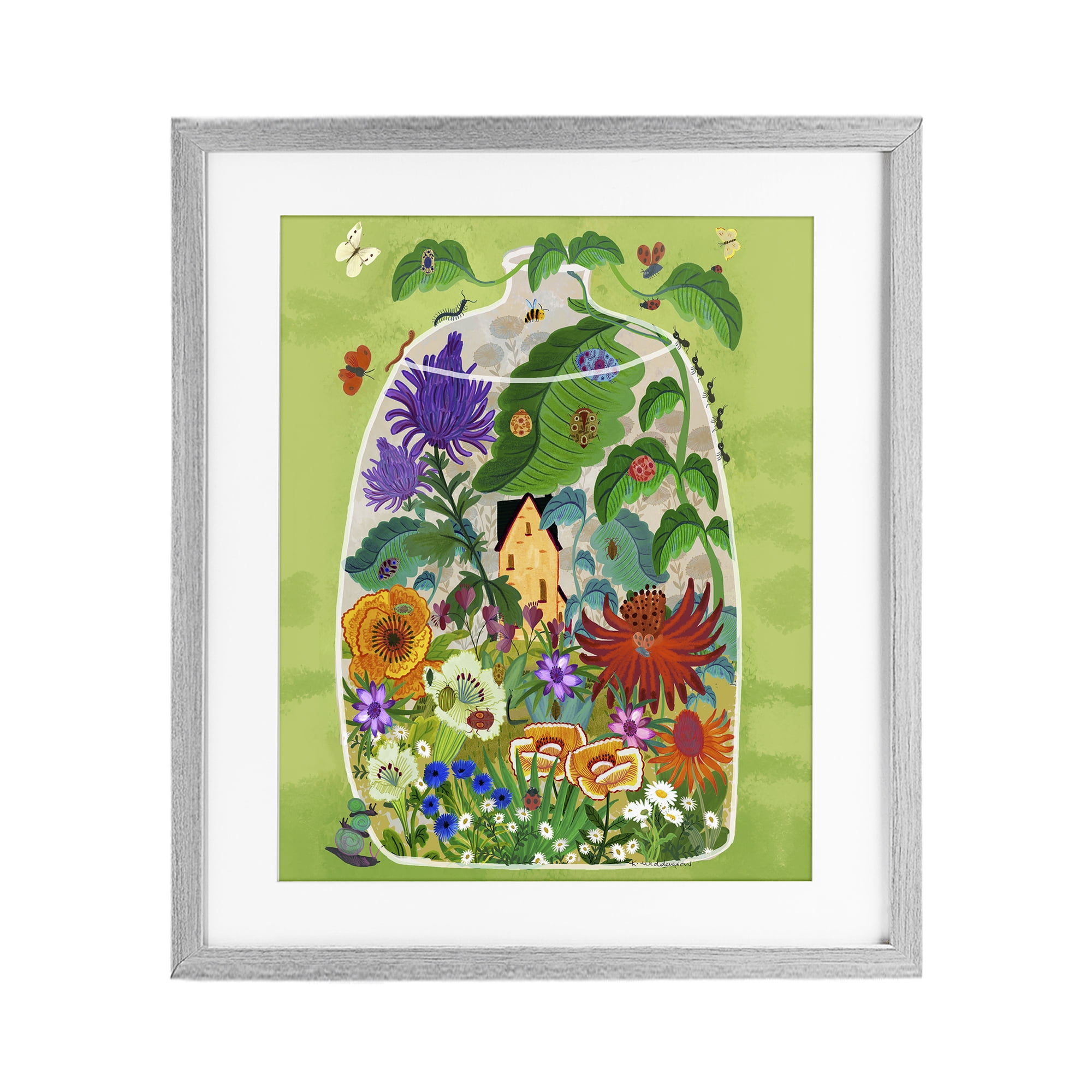 Stupell Industries Terrarium Bug Garden Gray Framed Print Under Glass, design by Kay Widdowson