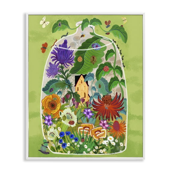 Stupell Industries Bohemian Terrarium Bug Garden White Framed Giclee Art, 16 x 20, by Kay Widdowson