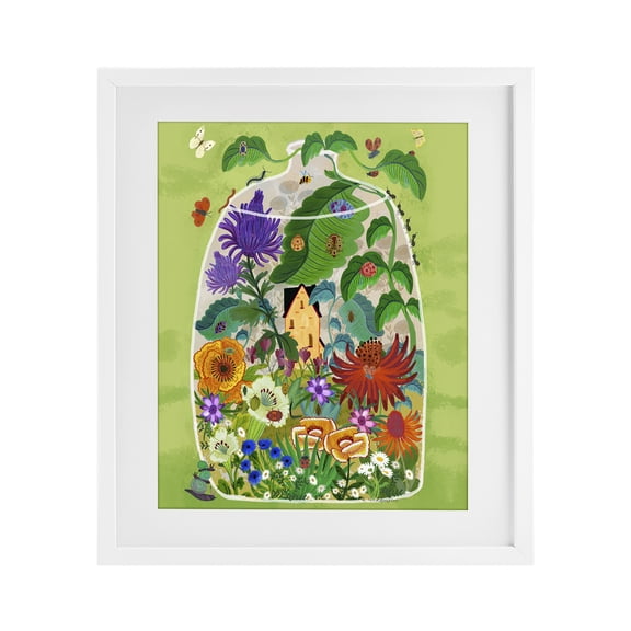 Stupell Industries Terrarium Bug Garden White Framed Print Under Glass, design by Kay Widdowson