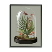 Stupell Industries Terrarium Dome Wildlife Nature Blooming Butterfly Botanicals Graphic Art Black Framed Art Print Wall Art, Design by House of Rose