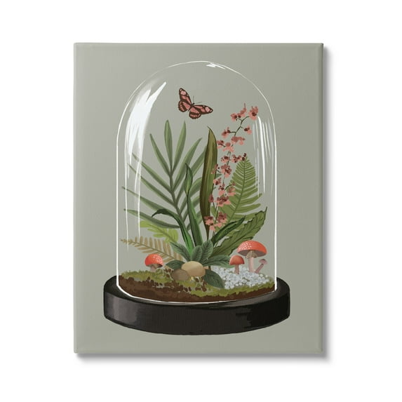 Stupell Industries Terrarium Dome Wildlife Nature Blooming Butterfly Botanicals Graphic Art Gallery Wrapped Canvas Print Wall Art, Design by House of Rose