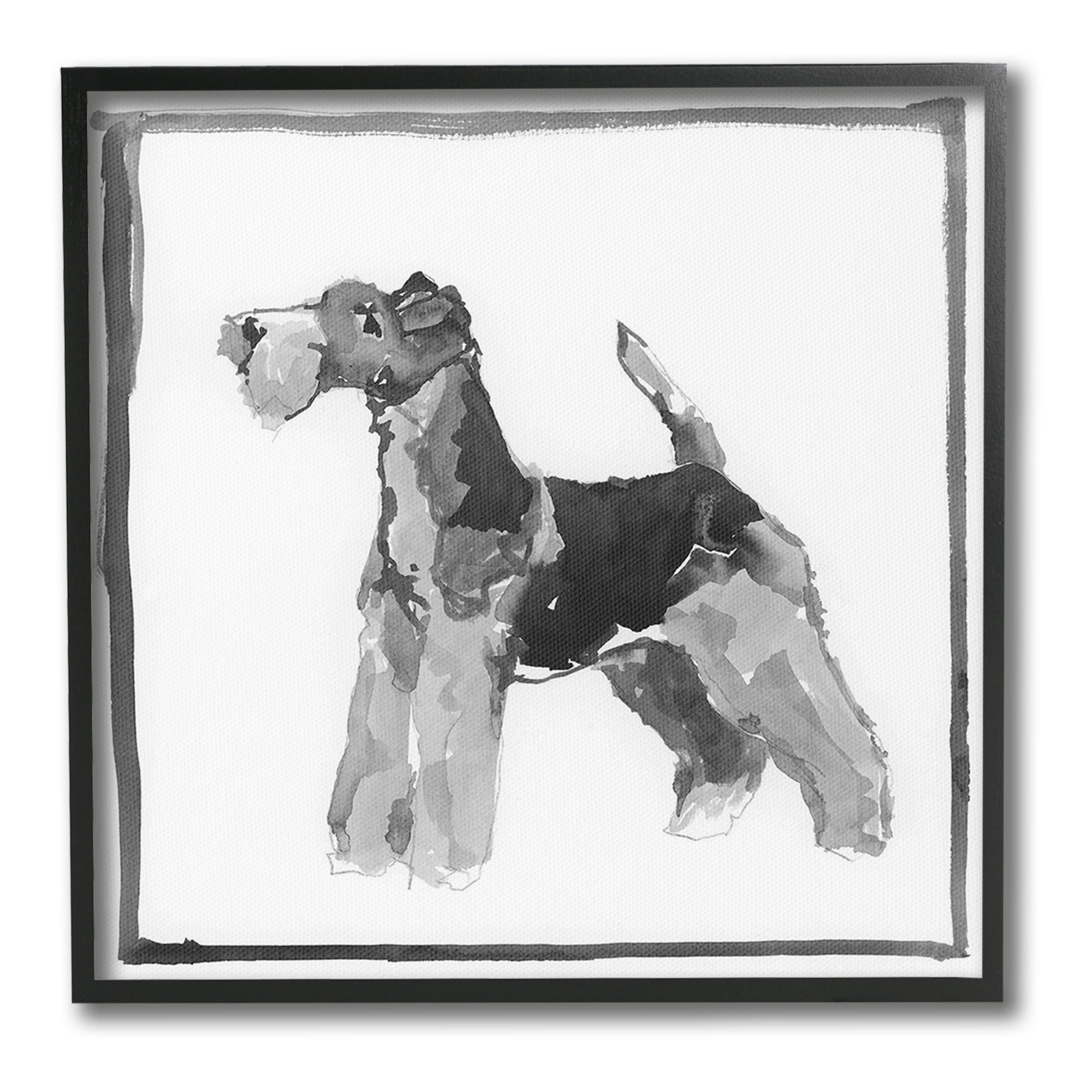 Stupell Industries Terrier Dog with Border Animals & Insects Painting Black Framed Art Print Wall Art, 12 x 12