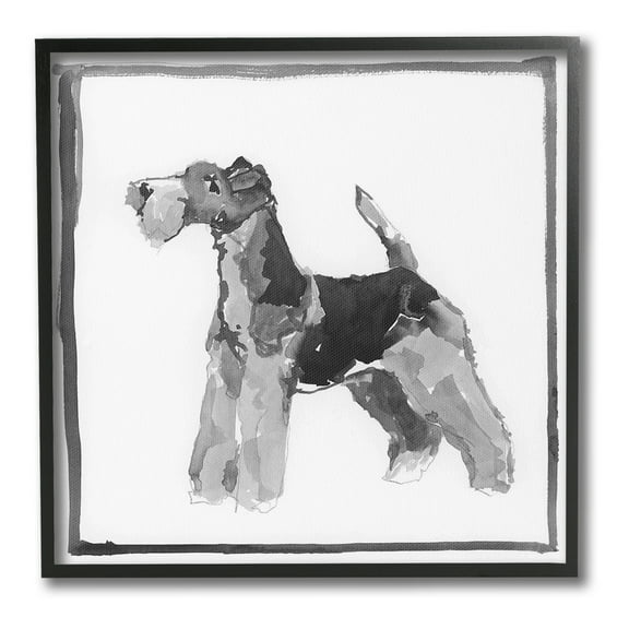Stupell Industries Terrier Dog with Border Animals & Insects Painting Black Framed Art Print Wall Art, 12 x 12