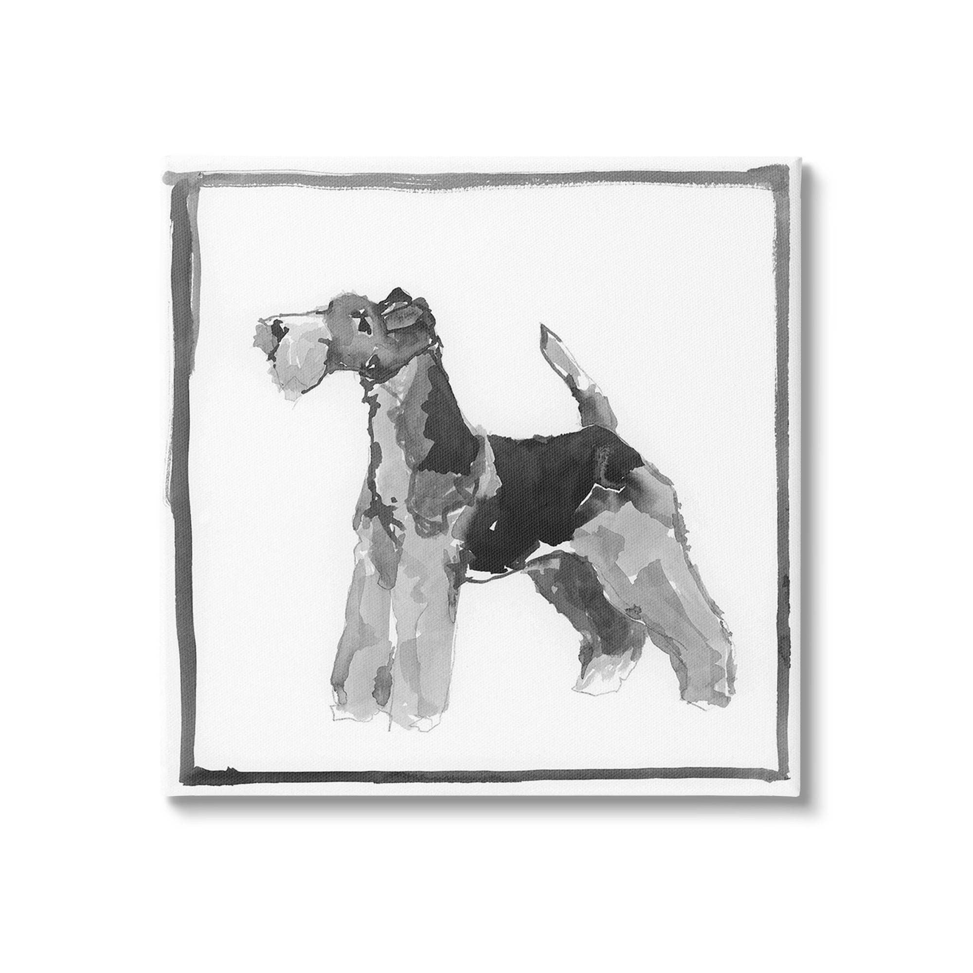 Stupell Industries Terrier Dog with Border Animals & Insects Painting Gallery Wrapped Canvas Art Print Wall Art, 36 x 36