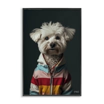 Stupell Industries Terrier Dog with Windbreaker Animals & Insects Painting Black Framed Art Print Wall Art, 12 x 18