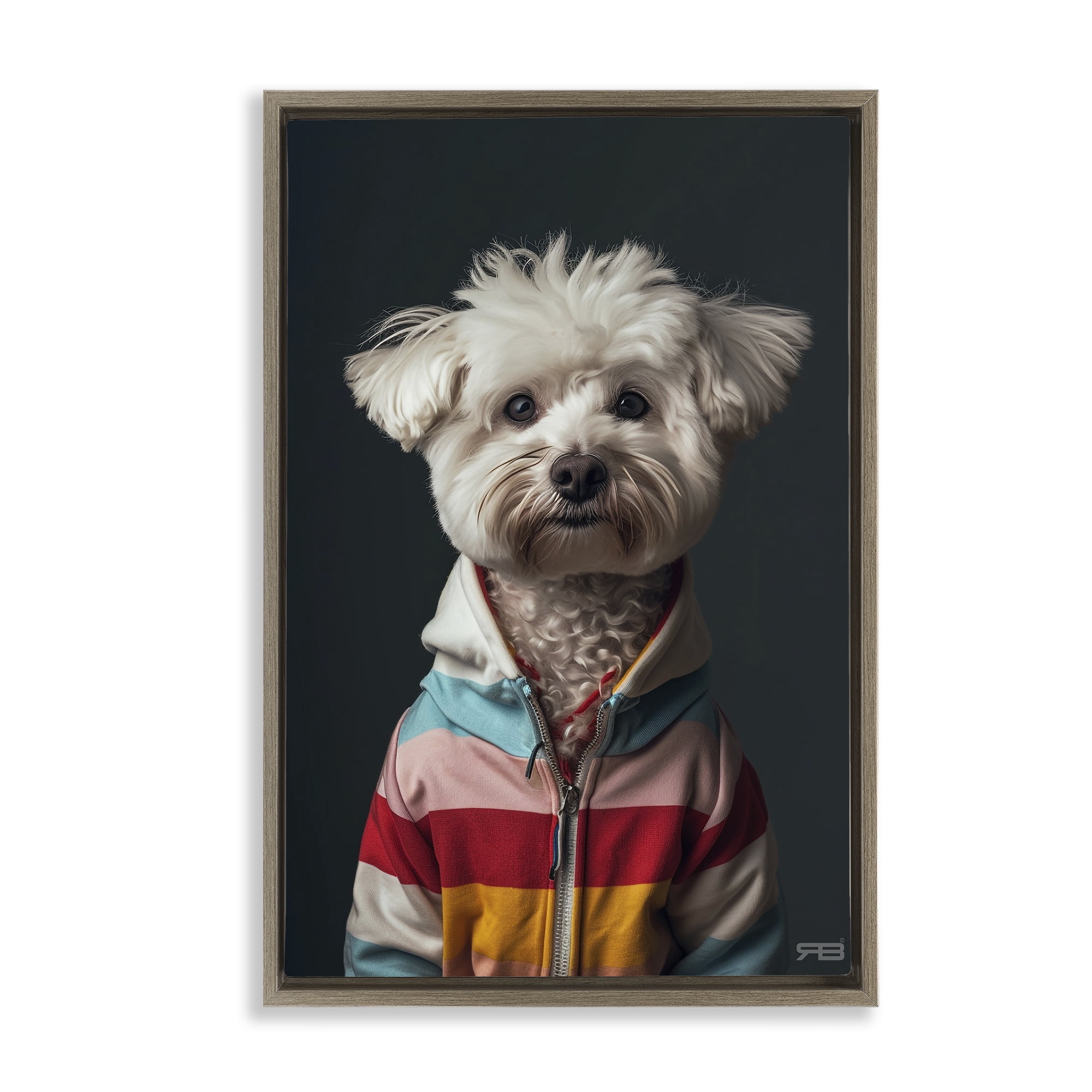 Stupell Industries Terrier Dog with Windbreaker Animals & Insects Painting Brown Floater Framed Canvas Art Print Wall Art, 21 x 31