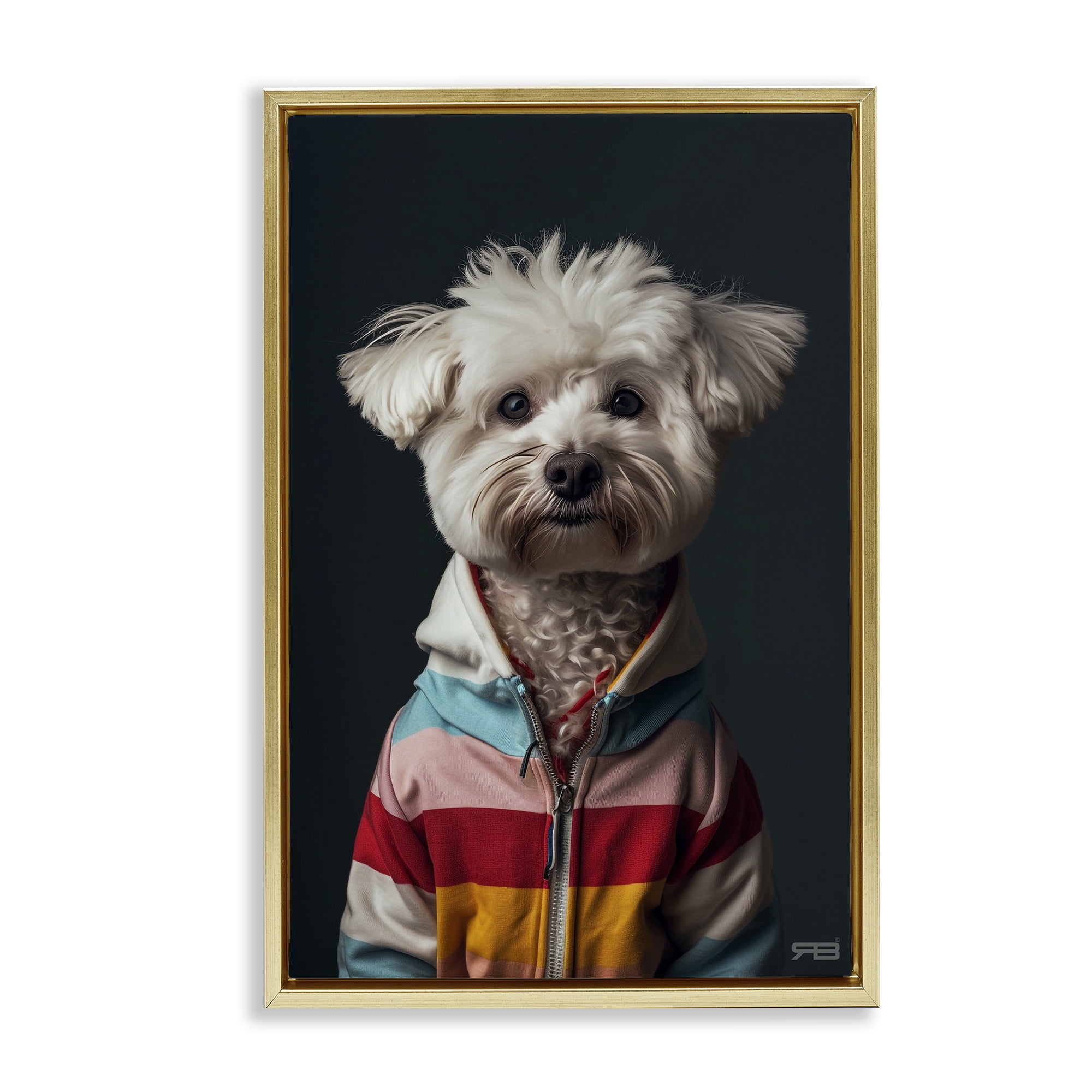 Stupell Industries Terrier Dog with Windbreaker Animals & Insects Painting Gold Floater Framed Canvas Art Print Wall Art, 17 x 25