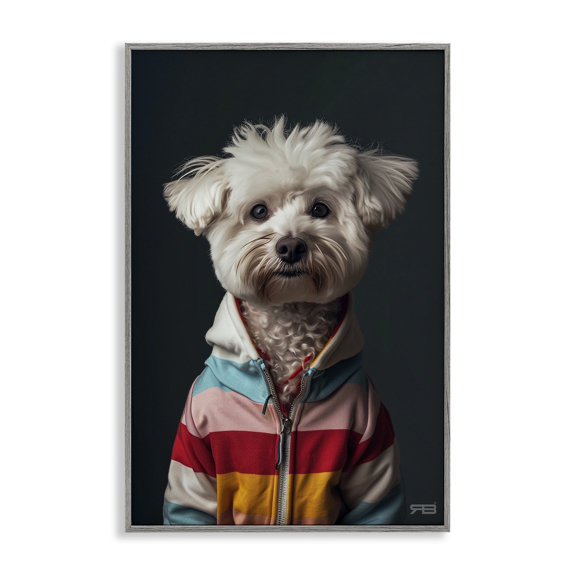Stupell Industries Terrier Dog with Windbreaker Animals & Insects Painting Gray Framed Art Print Wall Art, 20 x 30