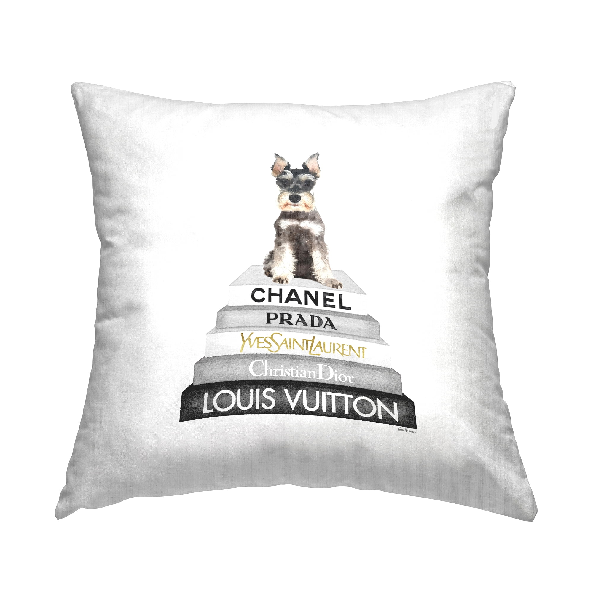 Stupell Industries Terrier & Glam Books Decorative Printed Throw Pillow, 18 x 18