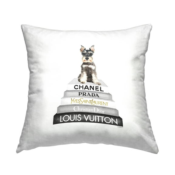 Stupell Industries Terrier & Glam Books Decorative Printed Throw Pillow, 18 x 18