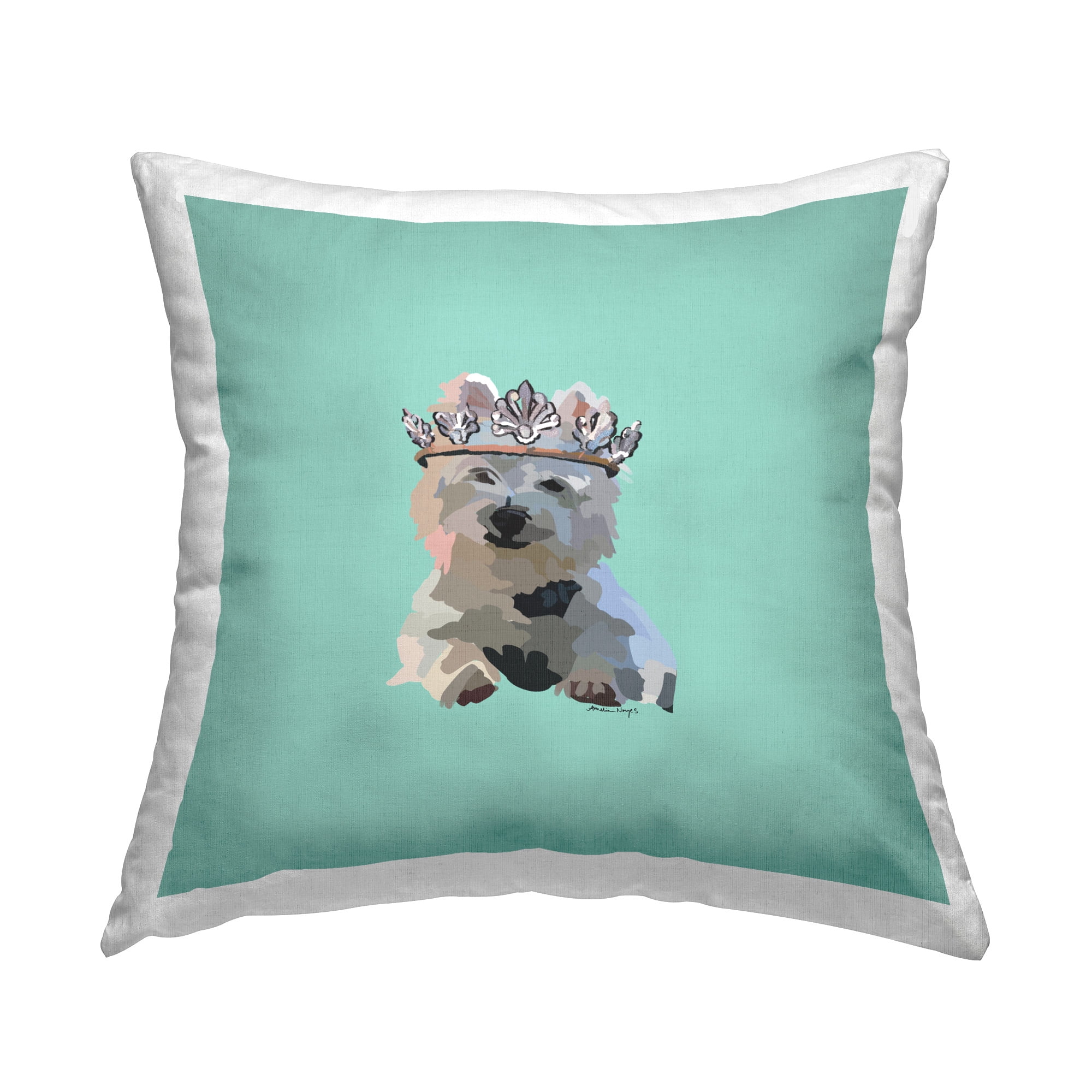 Stupell Industries Terrier Puppy with Crown Decorative Printed Throw Pillow Design by Amelia Noyes