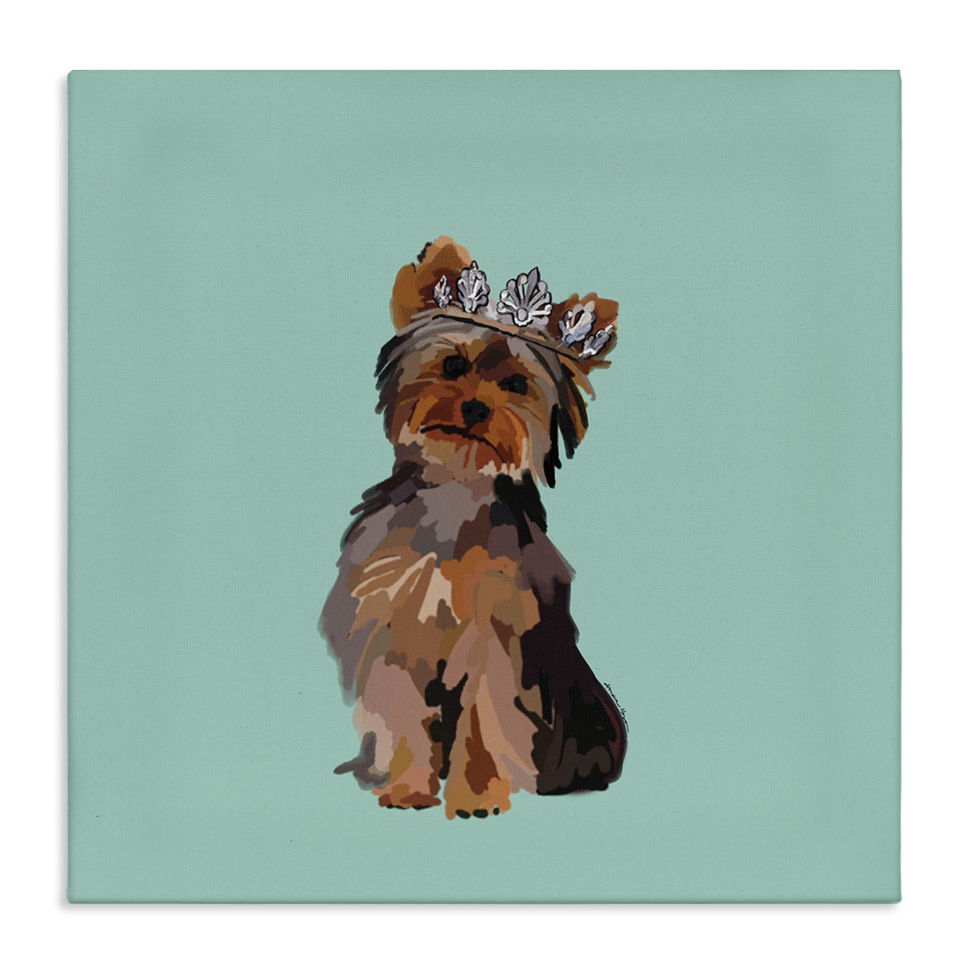 Stupell Industries Terrier with Crown Animals Painting Wrapped Canvas Art Print Wall Art, 36 x 36