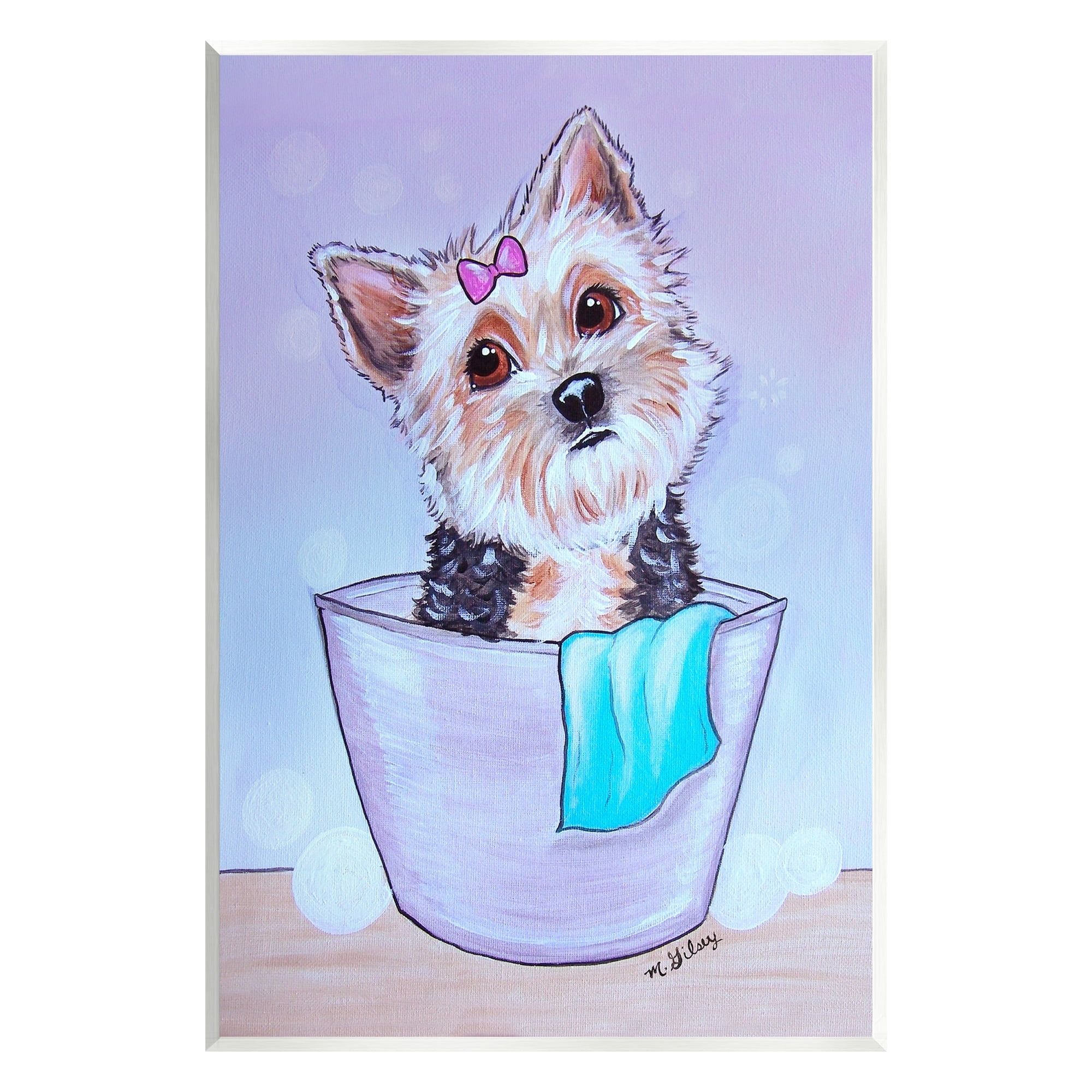 Stupell Industries Terrier with Soap Bubbles Animals & Insects Painting Unframed Art Print Wall Art, 13 x 19