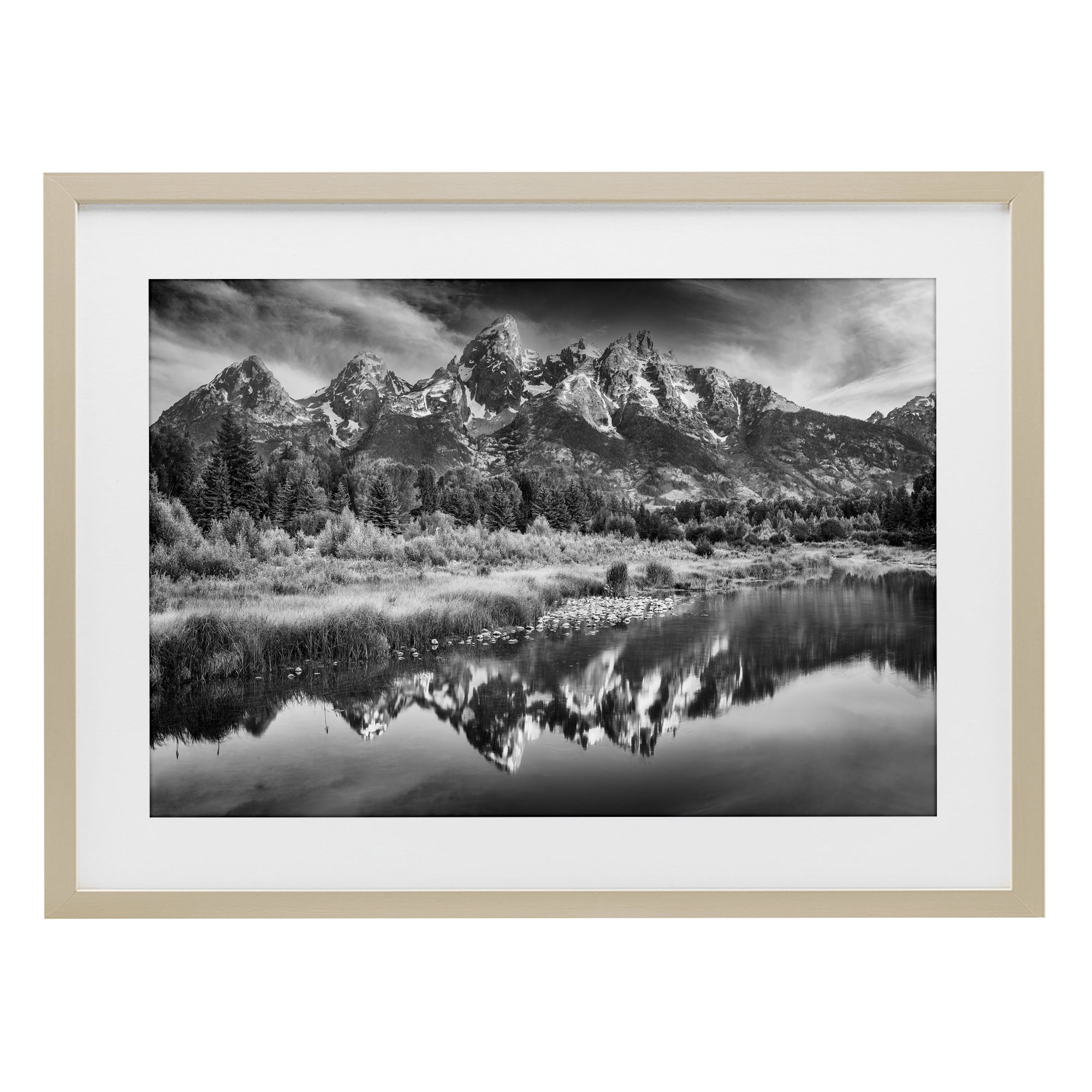 Stupell Industries Teton Mountain Reflections Birch Framed Print Under Glass, design by Rick Berk