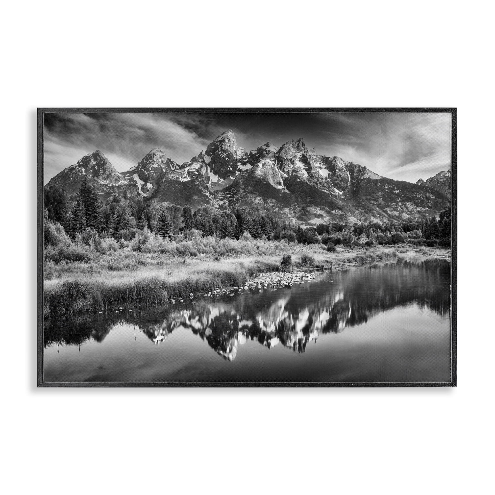 Stupell Industries Teton Mountain Reflections Black Framed Giclee Art, design by Rick Berk