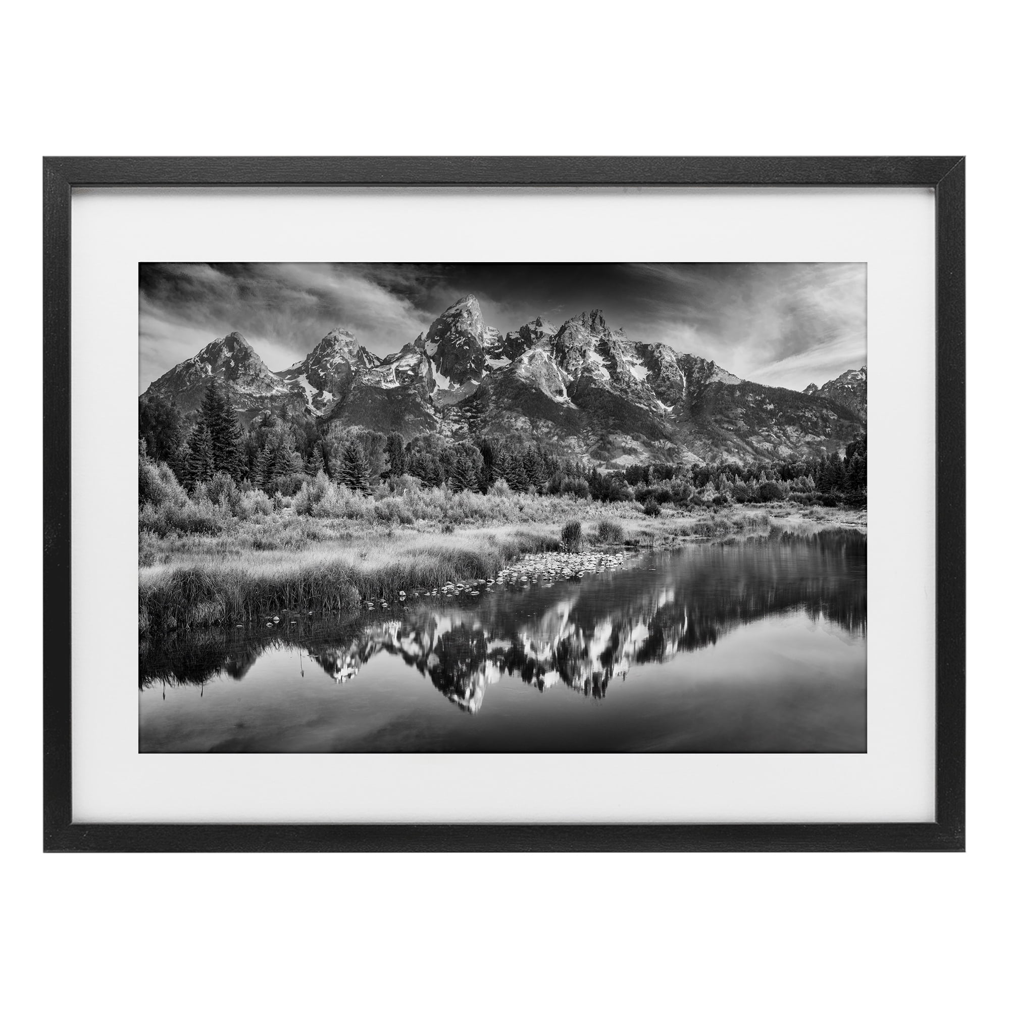 Stupell Industries Teton Mountain Reflections Black Framed Print Under Glass, design by Rick Berk