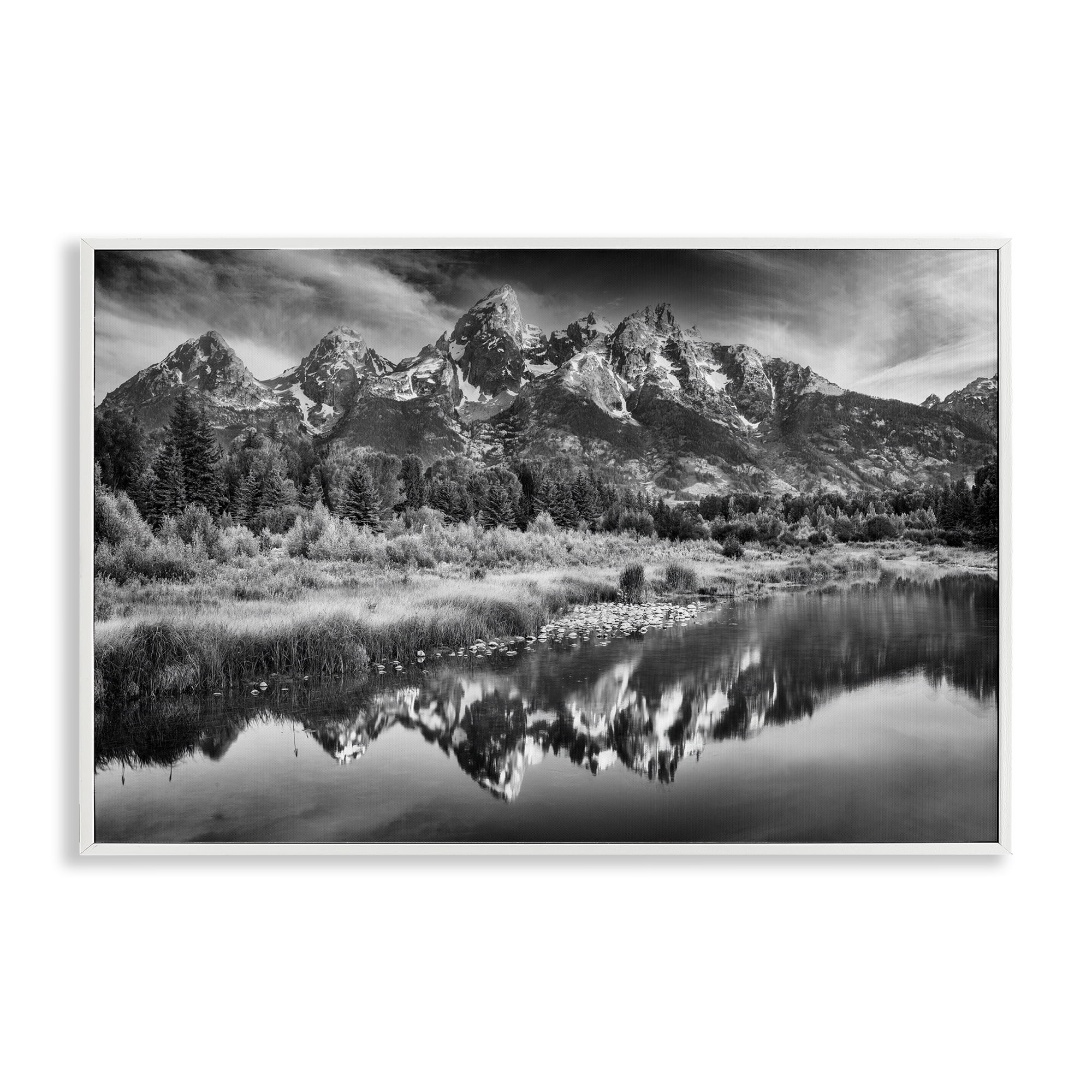 Stupell Industries Teton Mountain Reflections White Framed Giclee Art, design by Rick Berk