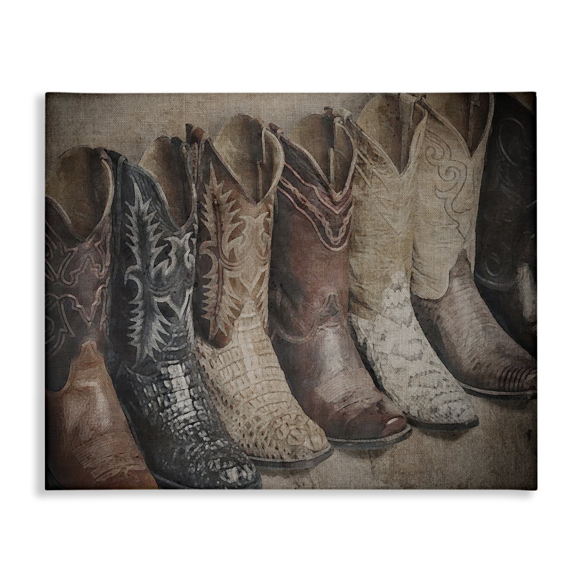 Stupell Industries Texan Lineup Boots Beauty & Fashion Photography Gallery Wrapped Canvas Art Print Wall Art, 48 x 36