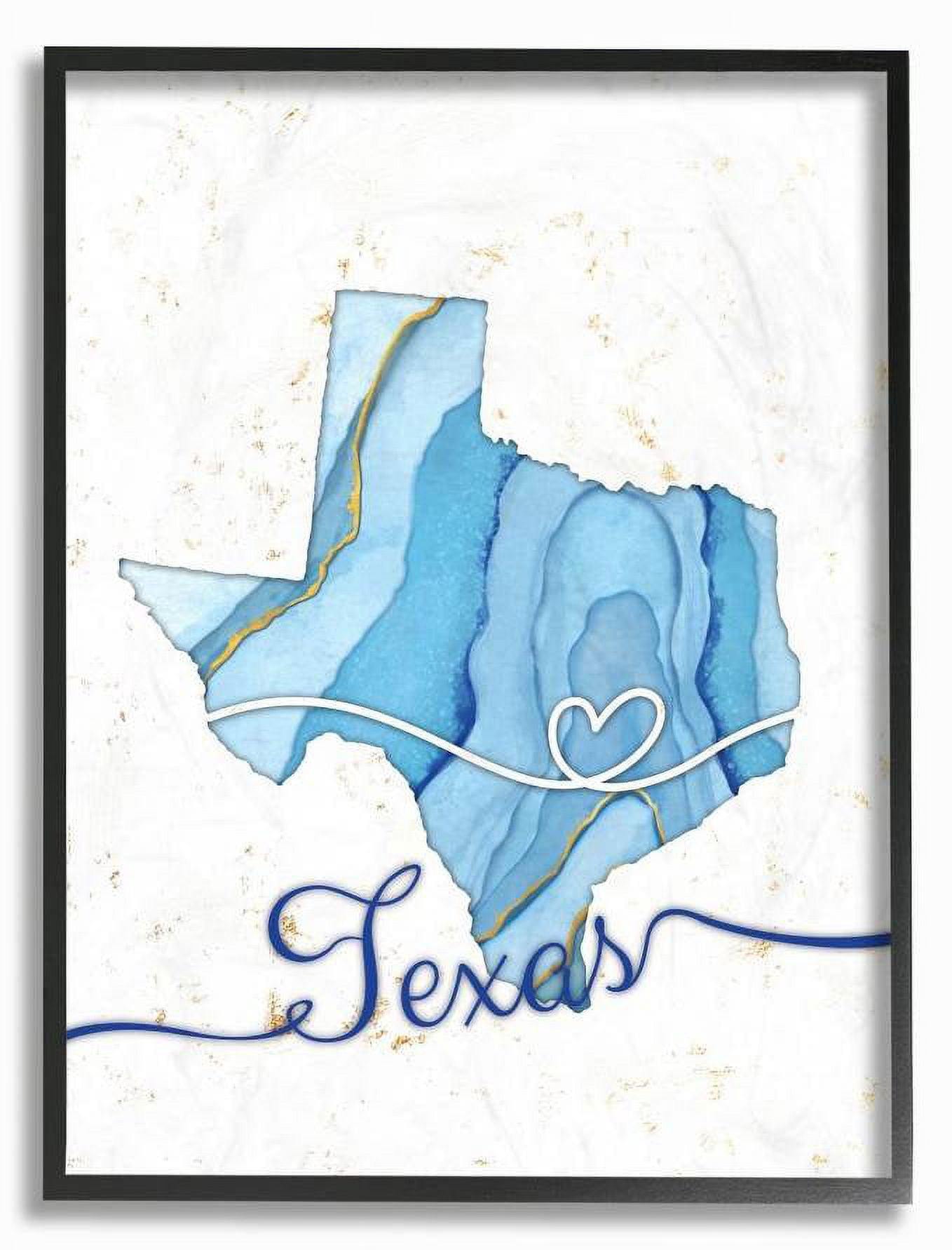 Stupell Industries Texas Agate Blue US State Design Framed Wall Art by Ziwei Li